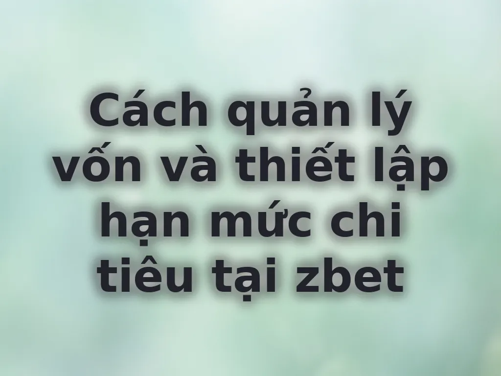 Hướng dẫn quản lý vốn tại zbet